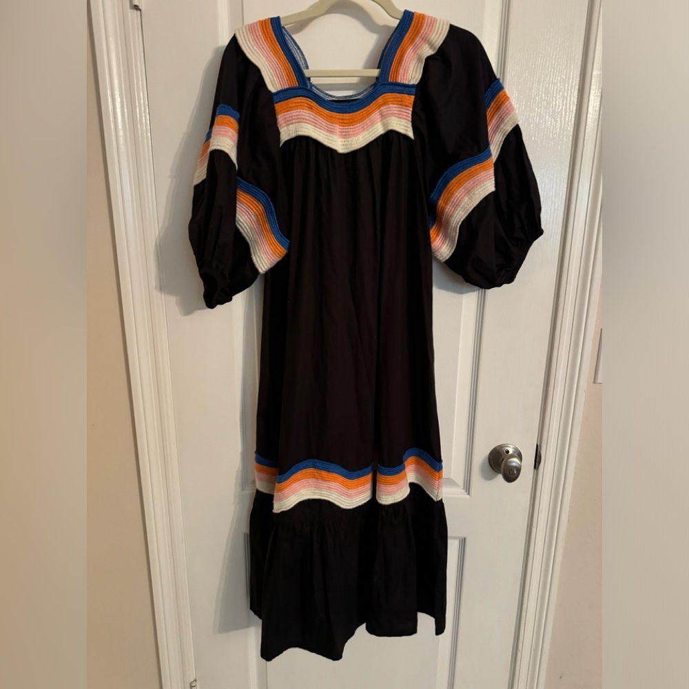 Corey Lynn Calter Black Maxi Dress with Multi Color Design Size XS
